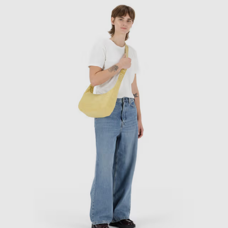 Medium Nylon Crescent Bag - Butter