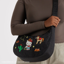 Medium Nylon Crescent Bag - Embroidered Hello Kitty Western