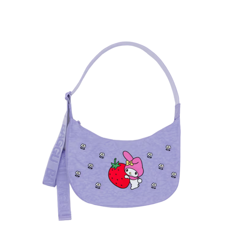 Medium Nylon Crescent Bag - Embroidered My Melody Strawberry