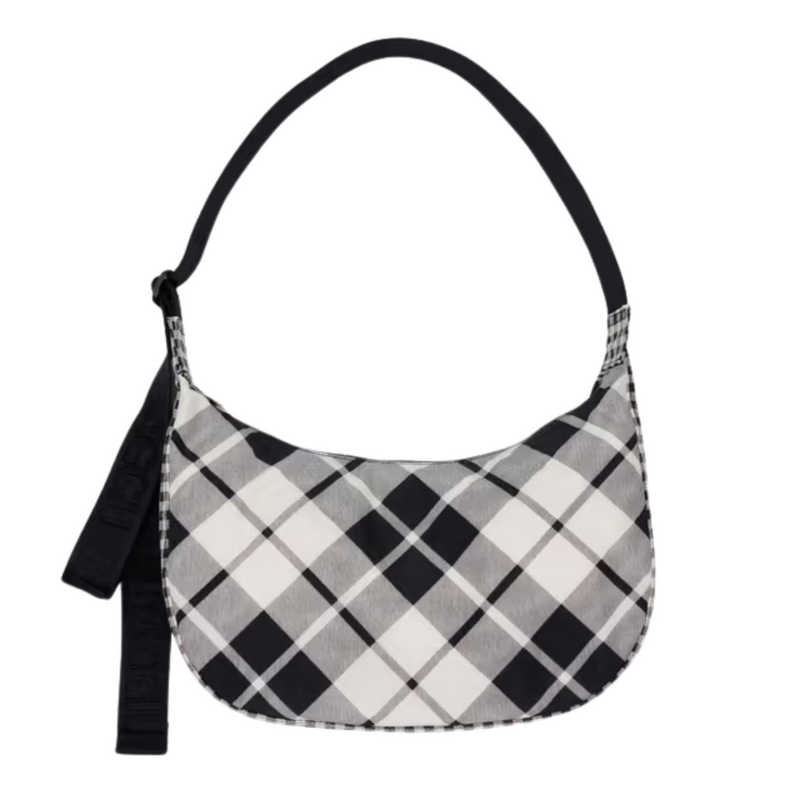 Medium Nylon Crescent Bag - Mixed Plaid