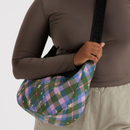 Medium Nylon Crescent Bag - Green Star Plaid