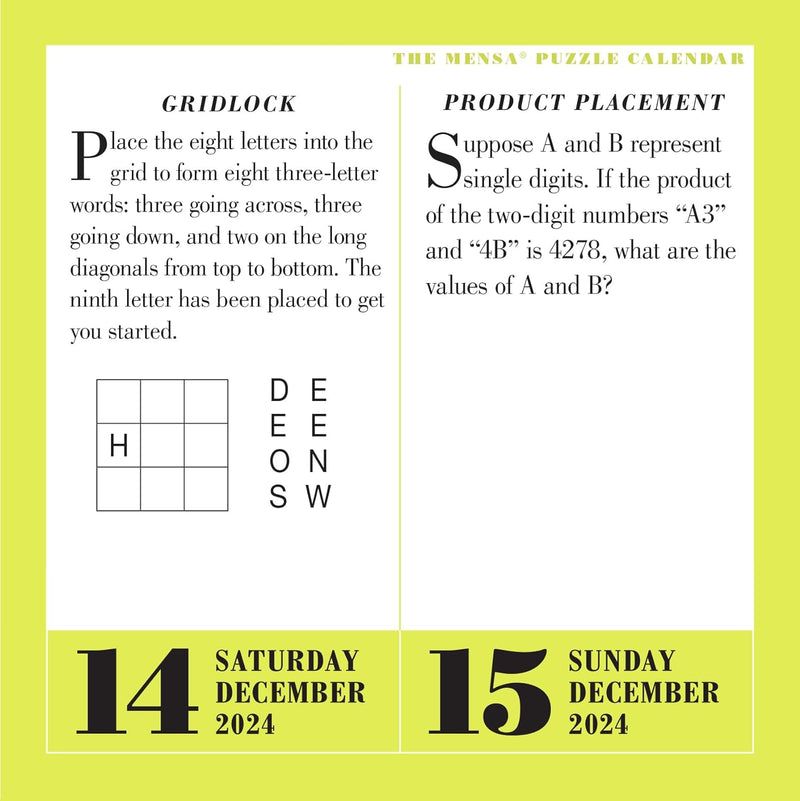Mensa 365 Brain Puzzlers Page-A-Day Calendar 2024