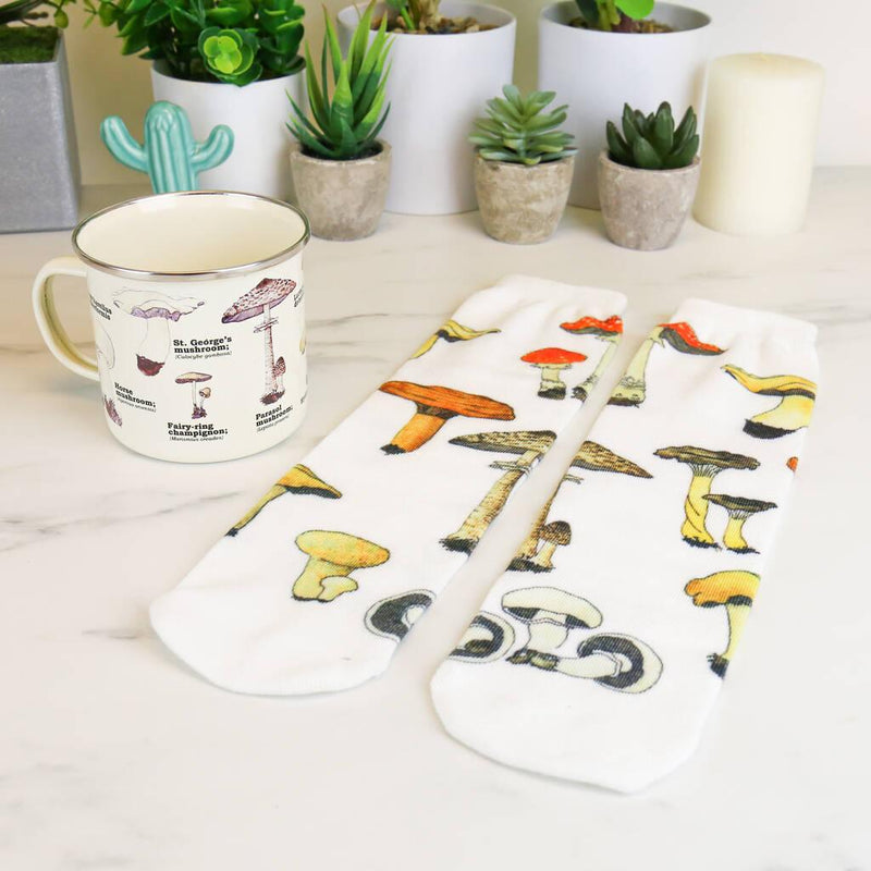 Mug & Socks Gift Set - Mushroom Enamel