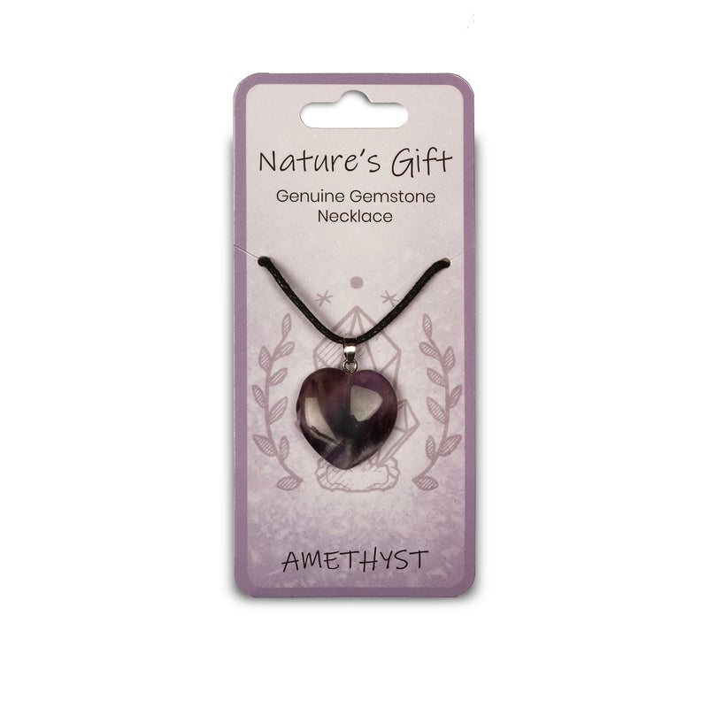 Nature's Gift Gemstone Heart Necklace  - Amethyst