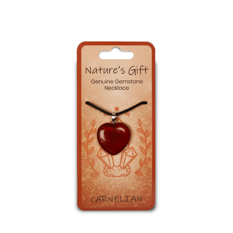 Nature's Gift Gemstone Heart Necklace  - Carnelian