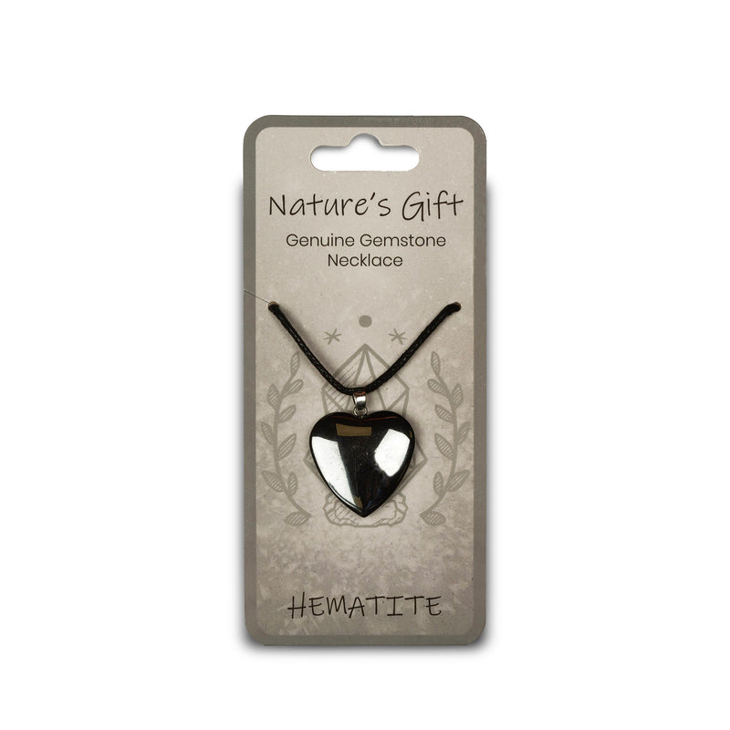 Nature's Gift Gemstone Heart Necklace  - Hematite