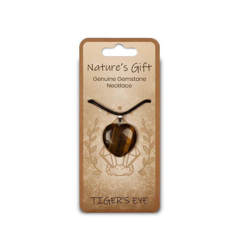 Nature's Gift Gemstone Heart Necklace  - Tiger's Eye