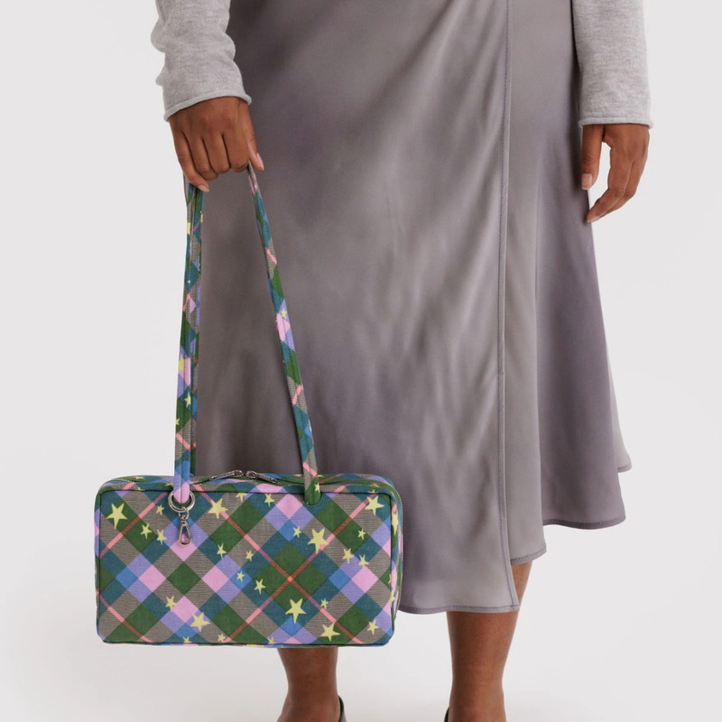 Nylon Bowler Bag - Green Star Plaid