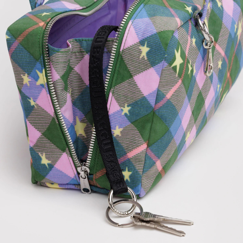 Nylon Bowler Bag - Green Star Plaid