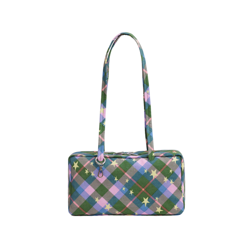 Nylon Bowler Bag - Green Star Plaid