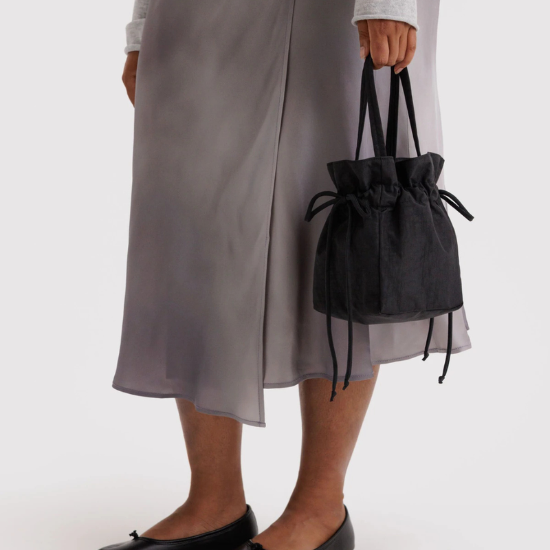 Nylon Drawstring Bag - Black