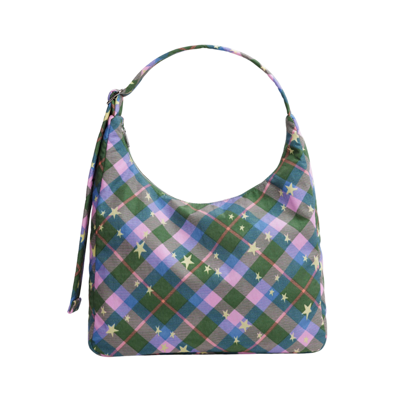 Nylon Shoulder Bag - Green Star Plaid