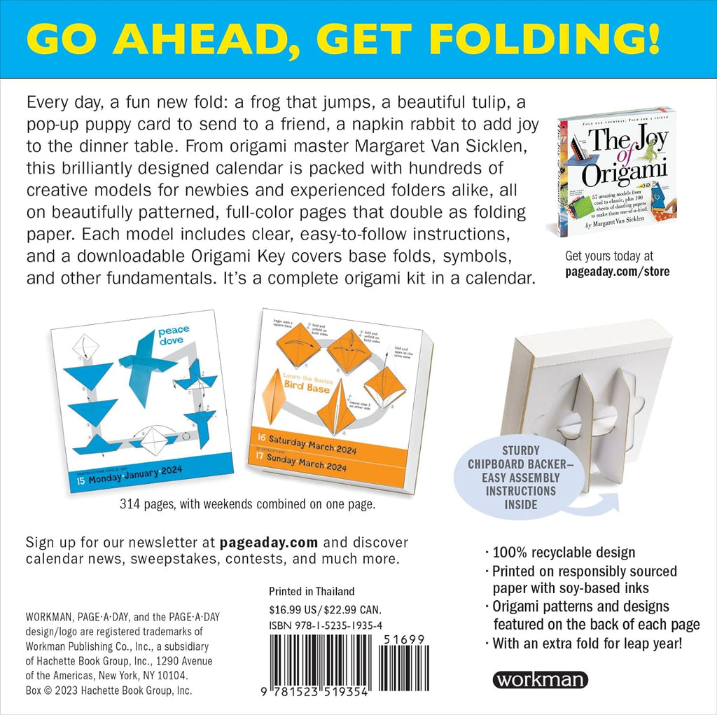 Origami PageADay Calendar 2024 For Kids