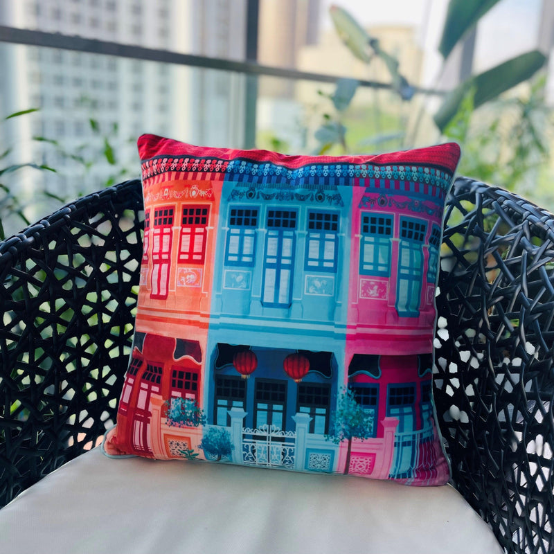 Peranakan Shophouses Cushion Cover