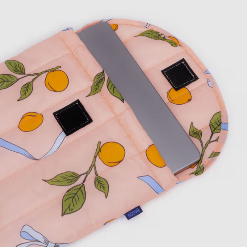 Puffy Laptop Sleeve 13"/14" - Apricots & Ribbons