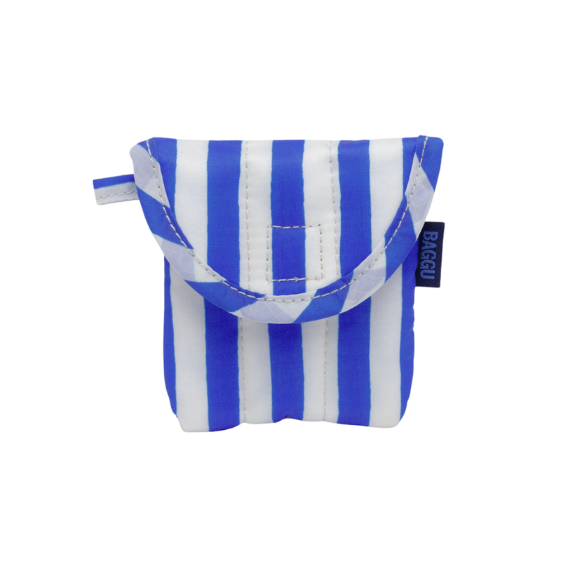 Puffy Earbuds Case - Blue Painted Stripe