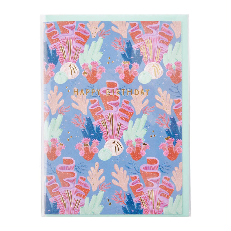 Colourful Coral Pattern 'Happy Birthday' Card
