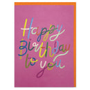 Happy Birthday To You Pink Typographic Embossed Card