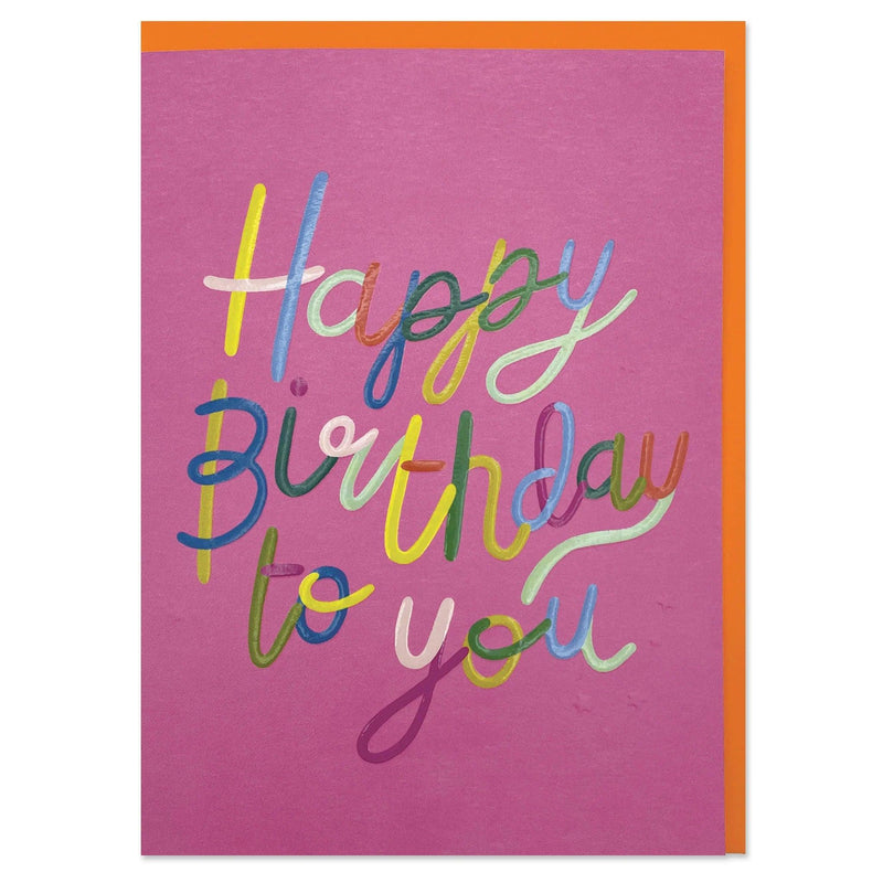 Happy Birthday To You Pink Typographic Embossed Card