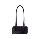 Small Nylon Bowler Bag - Black and Sky Blue Micro Dot