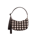Small Nylon Crescent Bag -  Blurred Gingham Brown