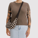 Small Nylon Crescent Bag -  Blurred Gingham Brown