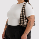 Small Nylon Meringue Bag - Blurred Gingham Brown