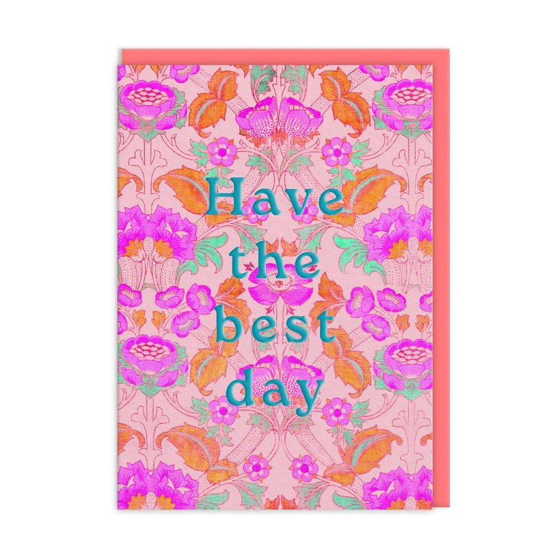 Neon Floral Pink Arts & Crafts Greeting Card