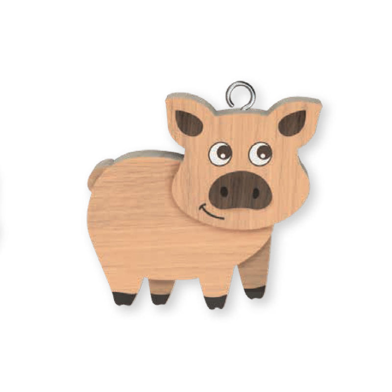 Wooden Handmade Keyring - Pig