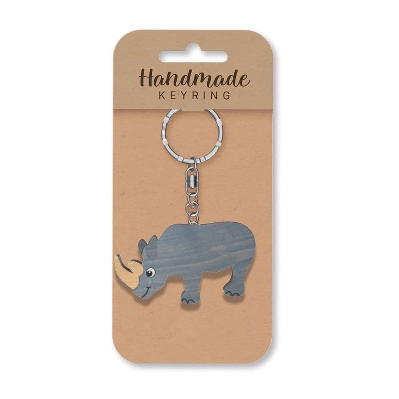 Wooden Handmade Keyring - Rhino