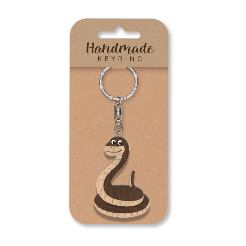 Wooden Handmade Keyring - Snake
