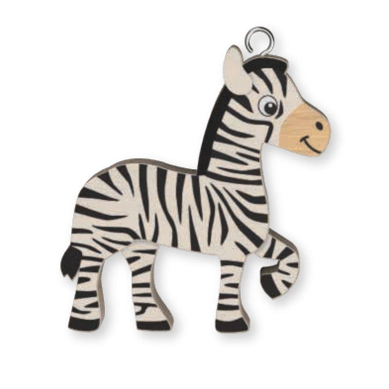 Wooden Handmade Keyring - Zebra