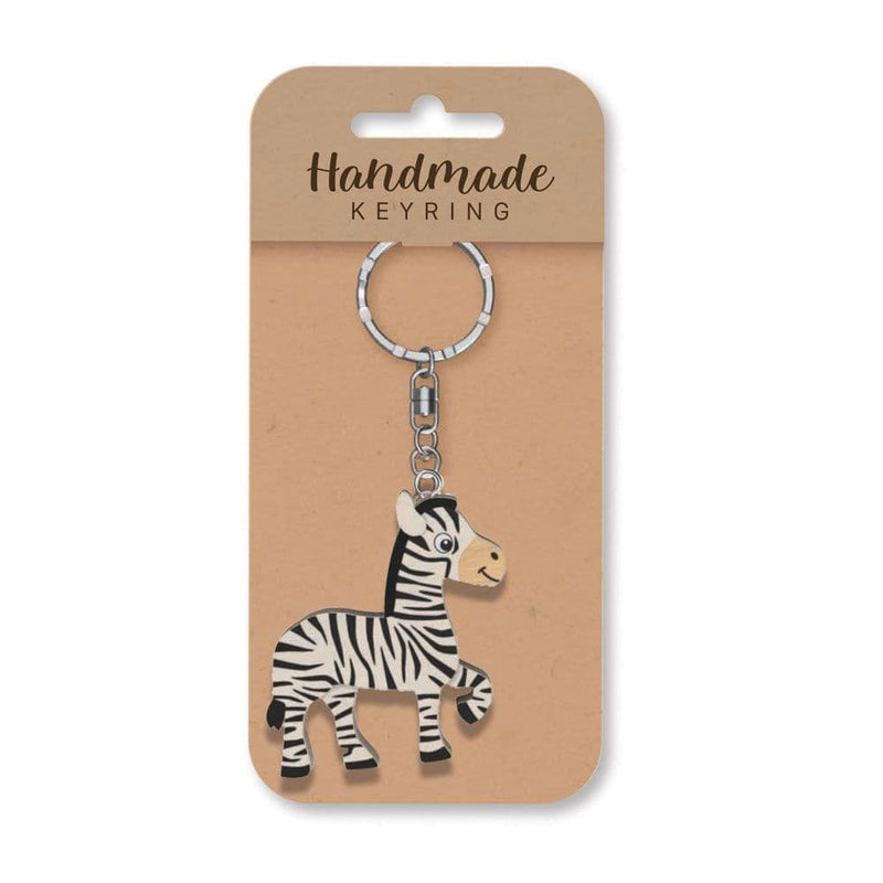 Wooden Handmade Keyring - Zebra
