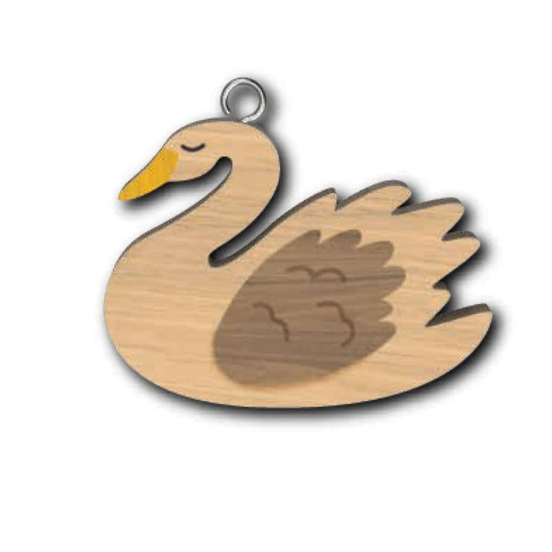 Wooden Handmade Keyring - Swan