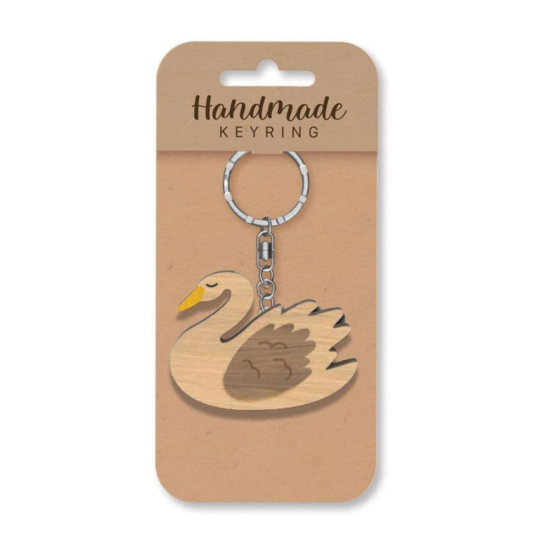 Wooden Handmade Keyring - Swan