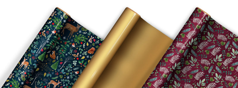 Set of 9 Christmas Luxury Gift Wrap - Woodland
