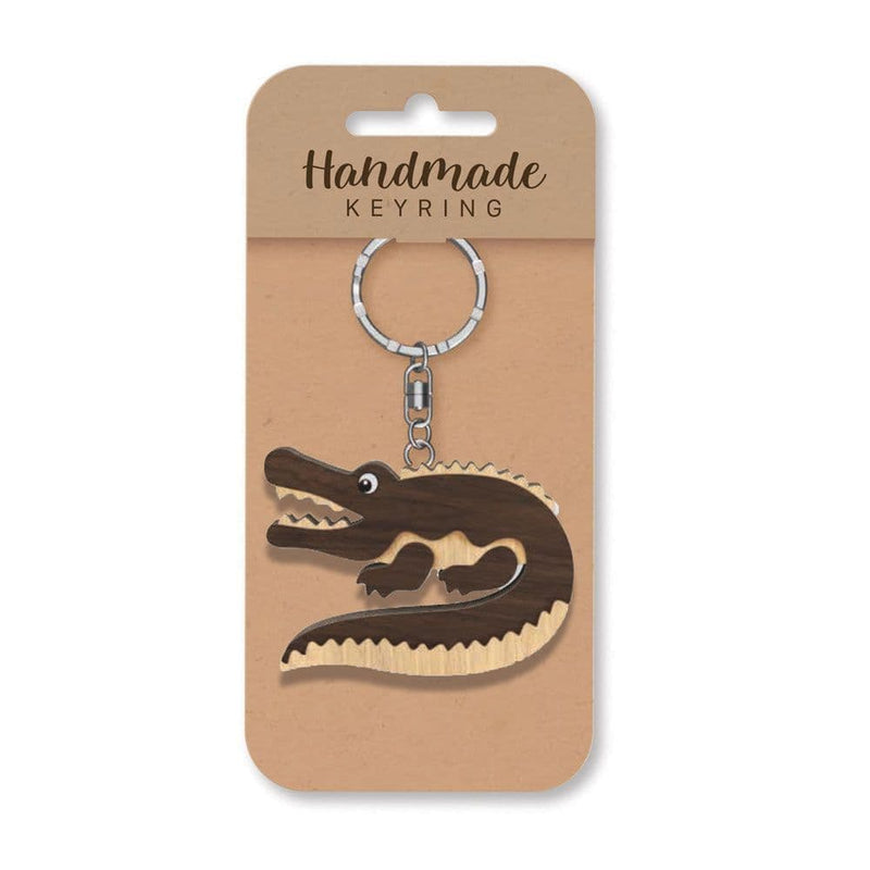 Wooden Handmade Keyring - Alligator