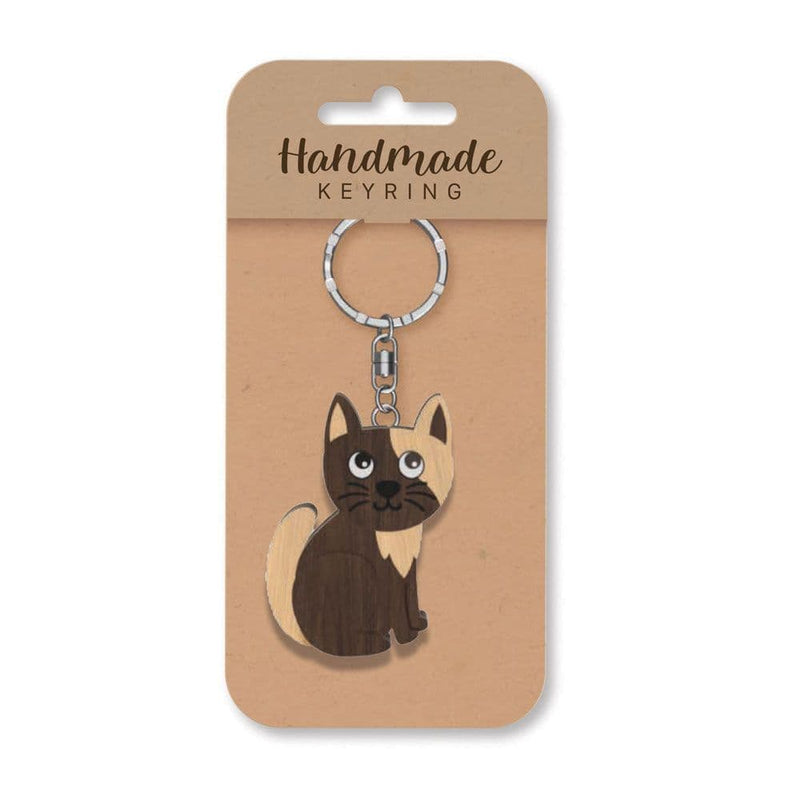 Wooden Handmade Keyring - Cat