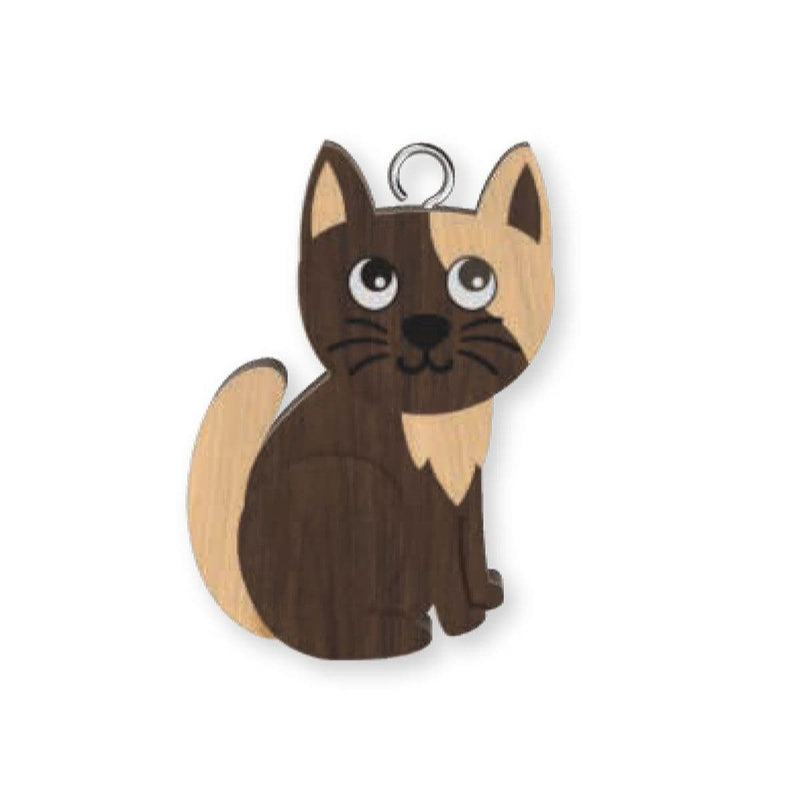 Wooden Handmade Keyring - Cat