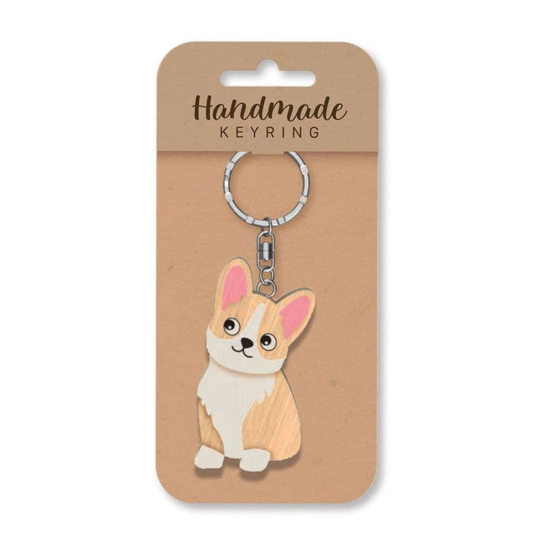 Wooden Handmade Keyring - Corgi