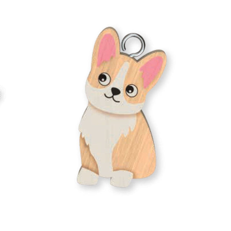 Wooden Handmade Keyring - Corgi