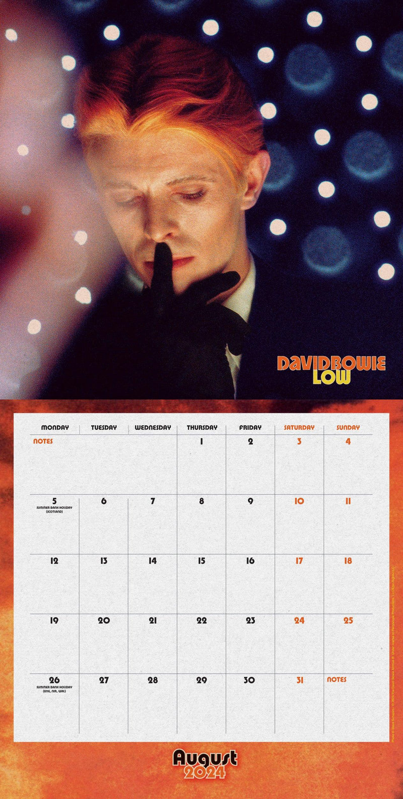 David Bowie 2024 Collector's Edition Record Sleeve Calendar (Pre-Order Arrives Mid October) - SpectrumStore SG