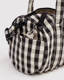Nylon Duffle Bag - Black and Cream Gingham
