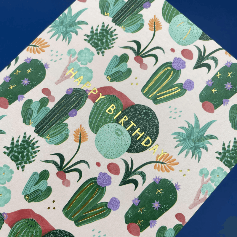 'Happy Birthday' - Cacti Pattern Card - SpectrumStore SG