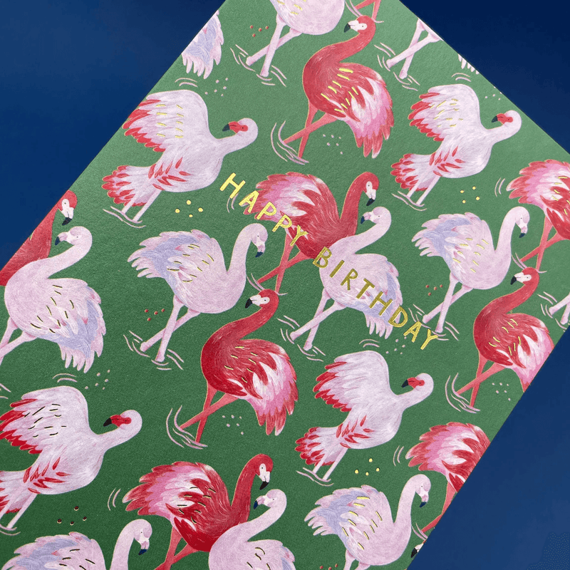 'Happy Birthday' - Flamingo Pattern Card - SpectrumStore SG