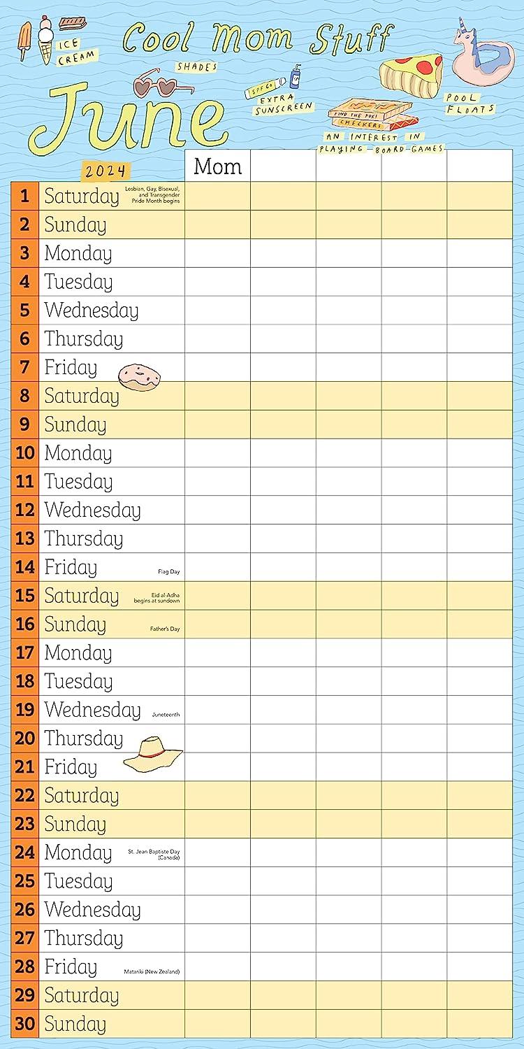 Mom's Family Calendar 2024 For Kids