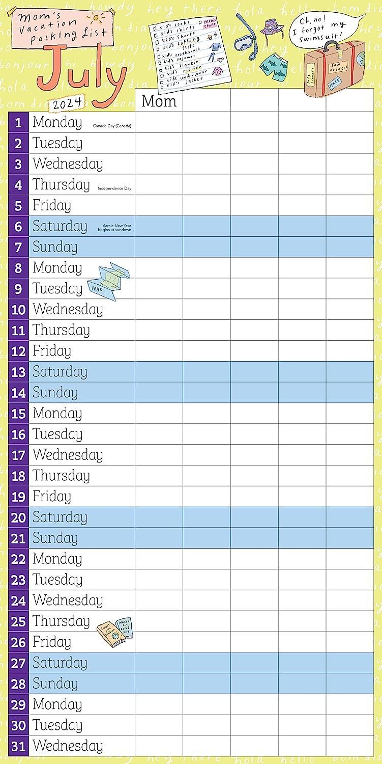 Mom's Family Calendar 2024 For Kids