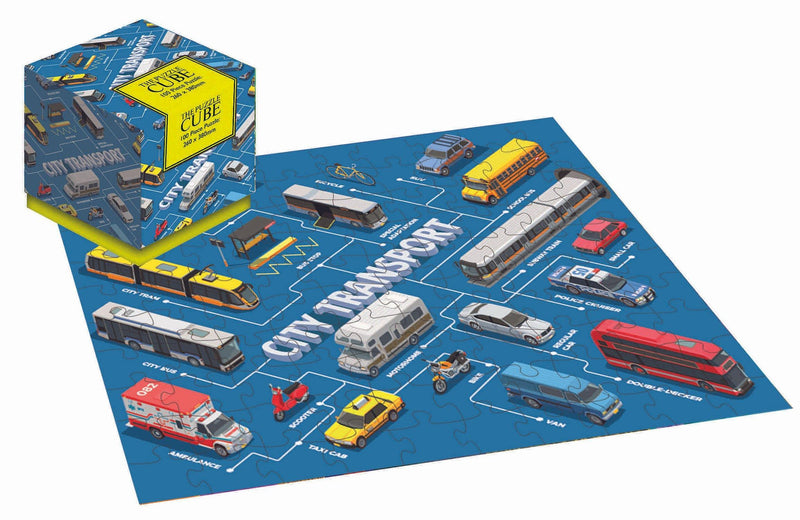 100 Piece Jigsaw Puzzle Cube - City Transport - SpectrumStore SG