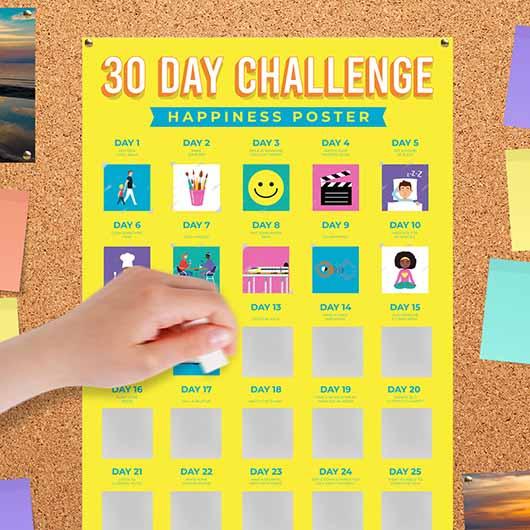 30 Day Challenge Happiness Scratch Poster - SpectrumStore SG