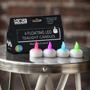 4 Floating LED Tealight Candles Multi Colour - SpectrumStore SG